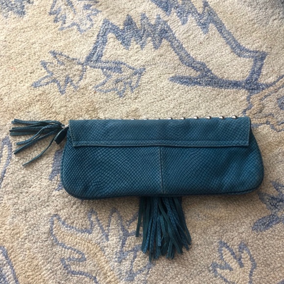 Hype Blue Suede Silver Studded Clutch - Picture 5 of 5